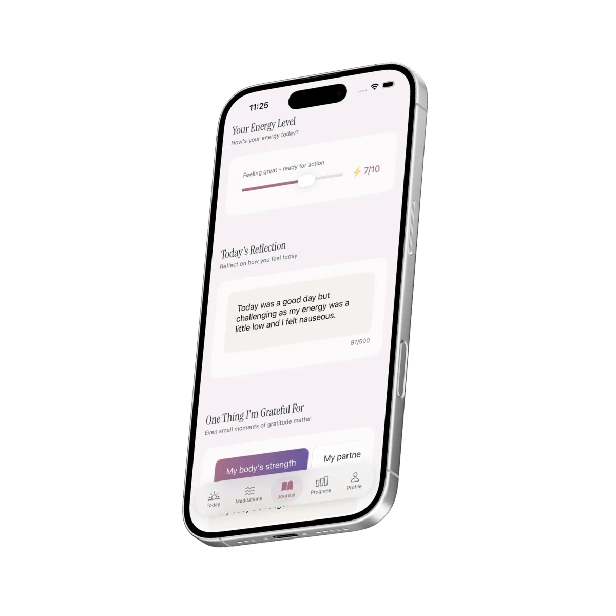 My Maternal Mind app screens showing pregnancy journaling and mood tracking